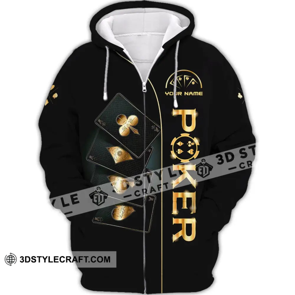 Unisex Shirt Custom Name Poker T-Shirt Hoodie Gift Zipper / S