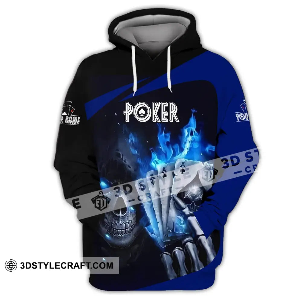 Unisex Shirt Custom Name Poker T-Shirt Skull Casino Gift Hoodie / S