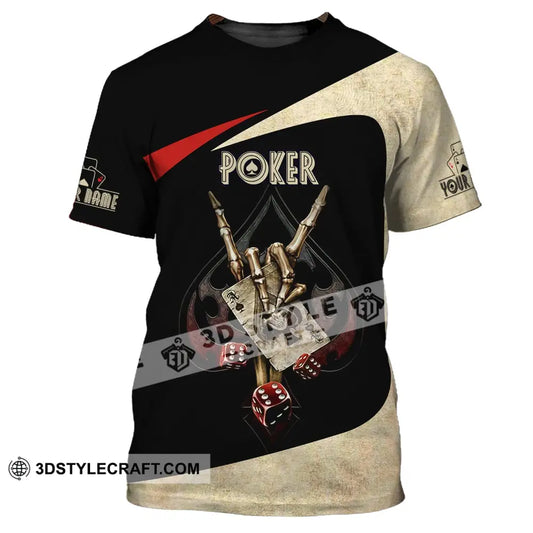 Unisex Shirt Custom Name Poker T-Shirt Skull Hand Casino Gift / S