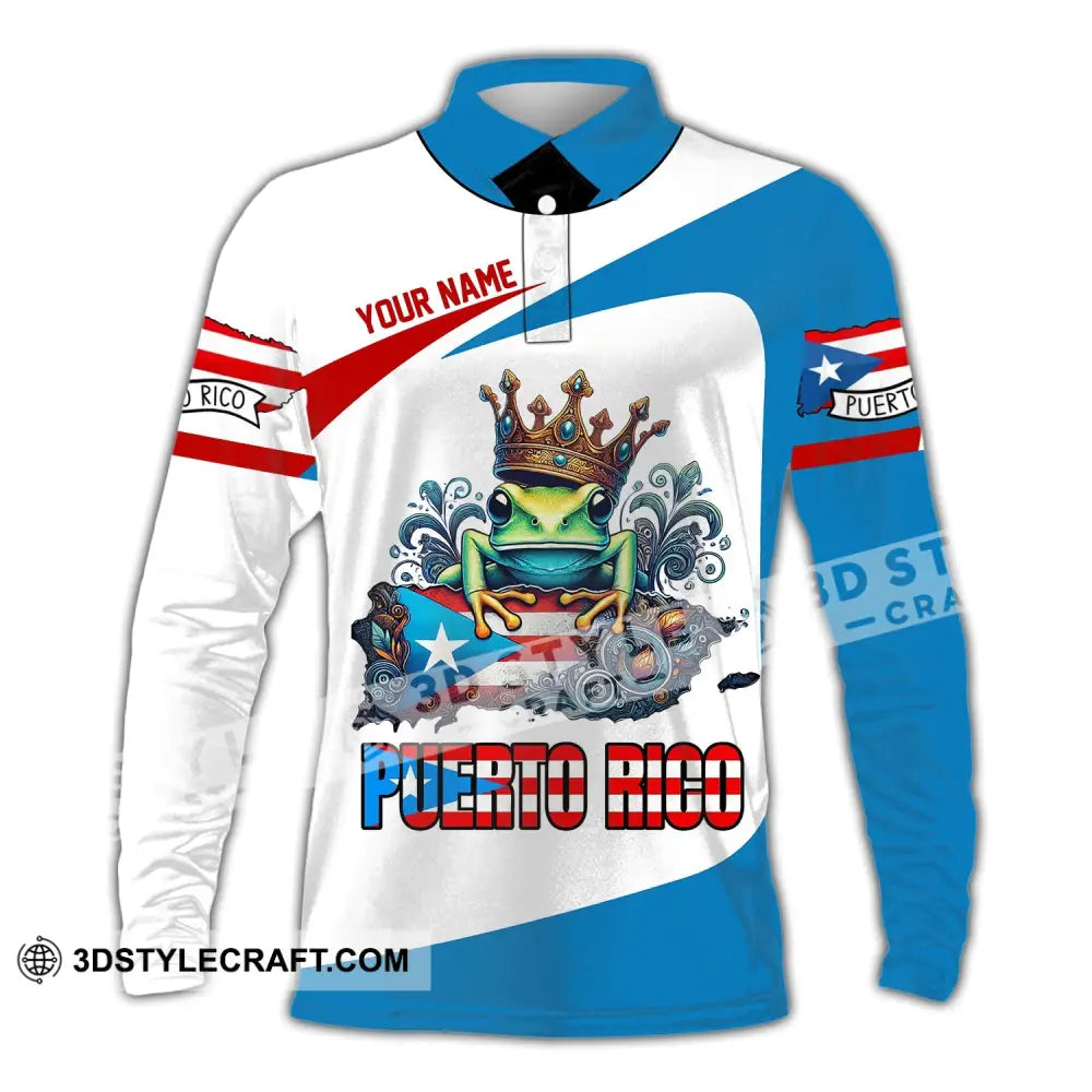 Unisex Shirt - Custom Name Peurto Rico Long Sleeve Polo / S T-Shirt