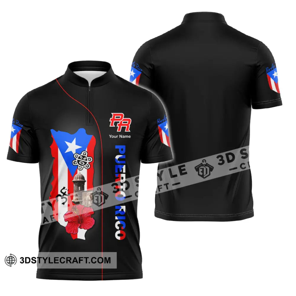 Unisex Shirt Custom Name Puerto Rico Lover Polo Long Sleeve Gift Zipper / S T-Shirt