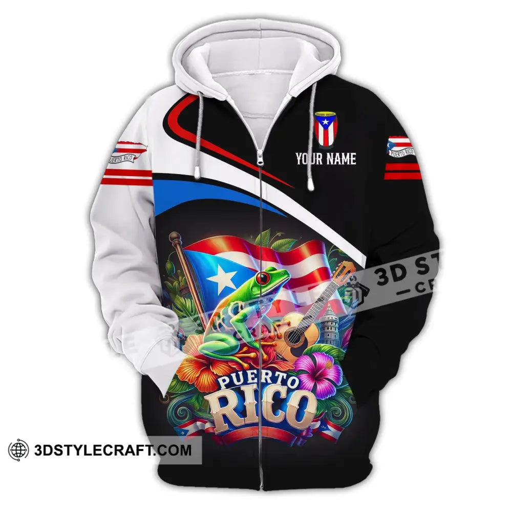 Unisex Shirt - Custom Name Puerto Rico Zipper Hoodie / S T-Shirt