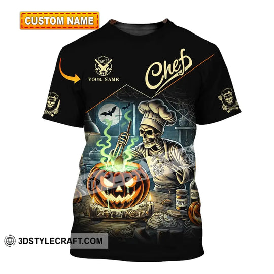 Unisex Shirt - Custom Name Shirt Pumpkin Halloween Skull Chef style option 1