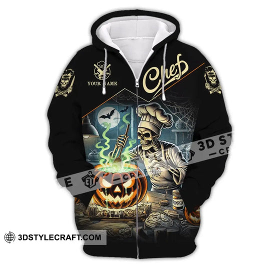 Unisex Shirt - Custom Name Shirt Pumpkin Halloween Skull Chef style option 3