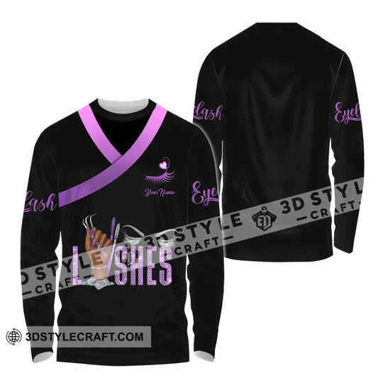 Unisex Shirt - Custom Name Purple Lashes Shirt style option 4