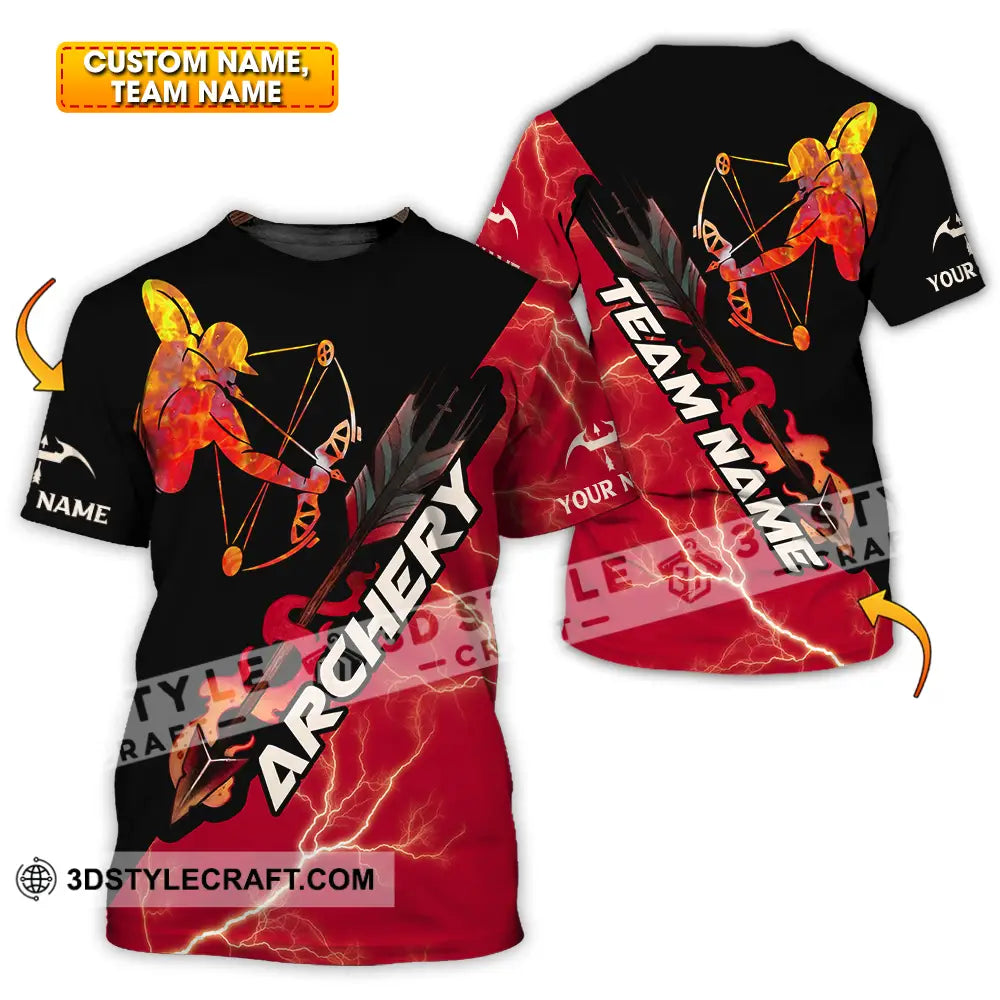 Unisex Shirt - Custom Name Red Fire Archery T-Shirt