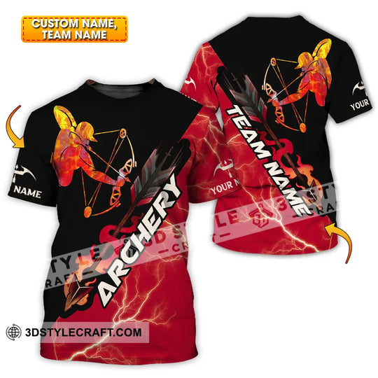 Unisex Shirt - Custom Name Red Fire Archery Shirt style option 1