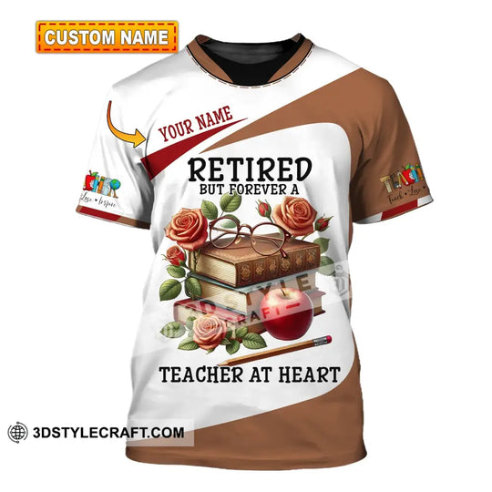 Unisex Shirt, Custom Name Retired Teacher Shirt, Polo Long Sleeve Shirt for Retired Teacher style option 1
