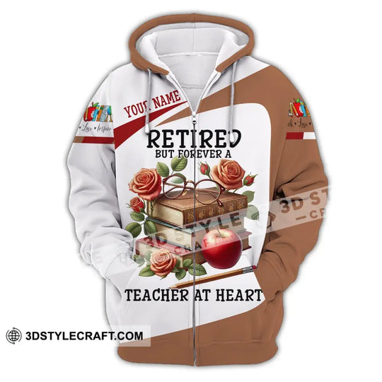 Unisex Shirt, Custom Name Retired Teacher Shirt, Polo Long Sleeve Shirt for Retired Teacher style option 3
