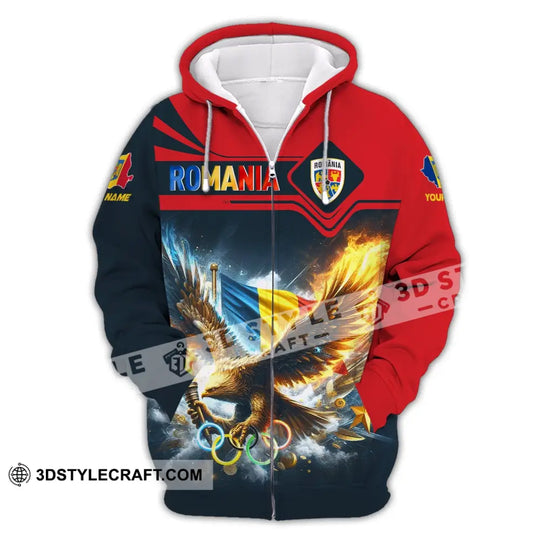 Unisex Shirt, Custom Name Romania Shirt, Romania Love Hoodie Long Sleeve Shirt style option 4