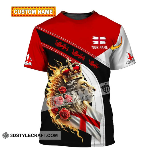 Unisex Shirt - Custom Name Rose Lion England Shirt style option 1