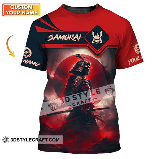 Unisex Shirt - Custom Name Samurai Red Moon T-Shirt