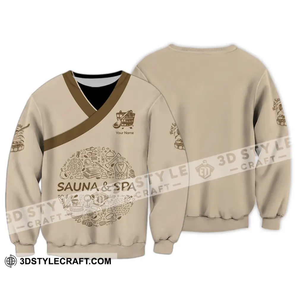 Unisex Shirt - Custom Name Sauna And Spa Long Sleeve / S T-Shirt