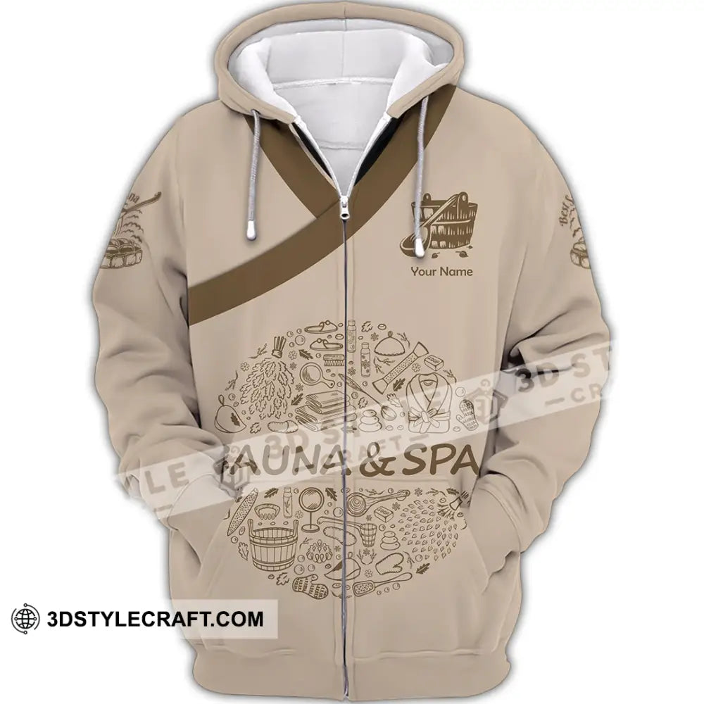 Unisex Shirt - Custom Name Sauna And Spa Zipper Hoodie / S T-Shirt