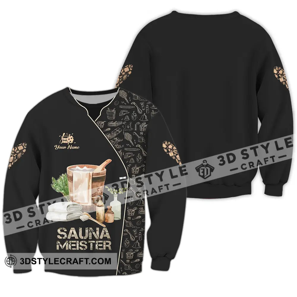 Unisex Shirt - Custom Name Sauna Heart Meister Long Sleeve / S T-Shirt