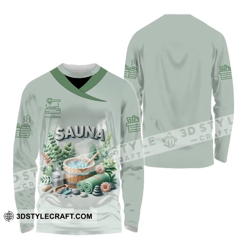 Unisex Shirt Custom Name Sauna Love Hoodie Polo Long Sleeve T-Shirt / S T-Shirt