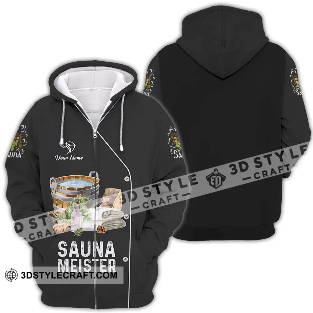 Unisex Shirt - Custom Name Sauna Meister Zipper Hoodie / S T-Shirt