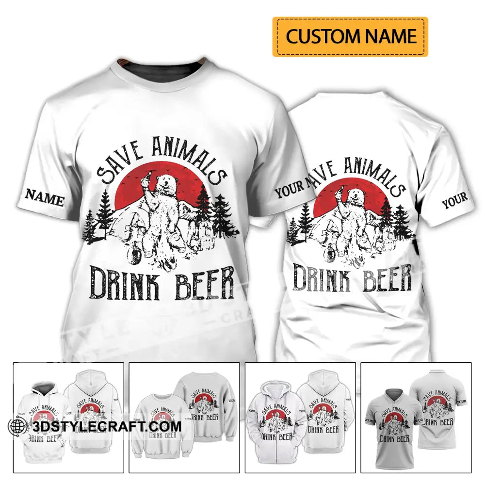 Unisex Shirt - Custom Name Save Animals Drink Beer T-Shirt