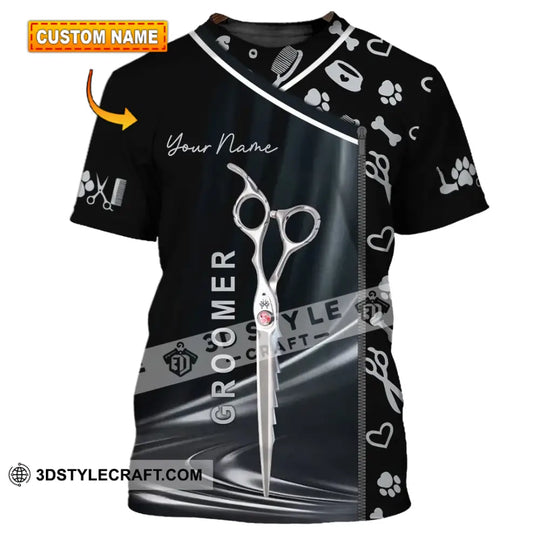 Unisex Shirt - Custom Name Shirt - Scissors Groomer Shirt style option 1