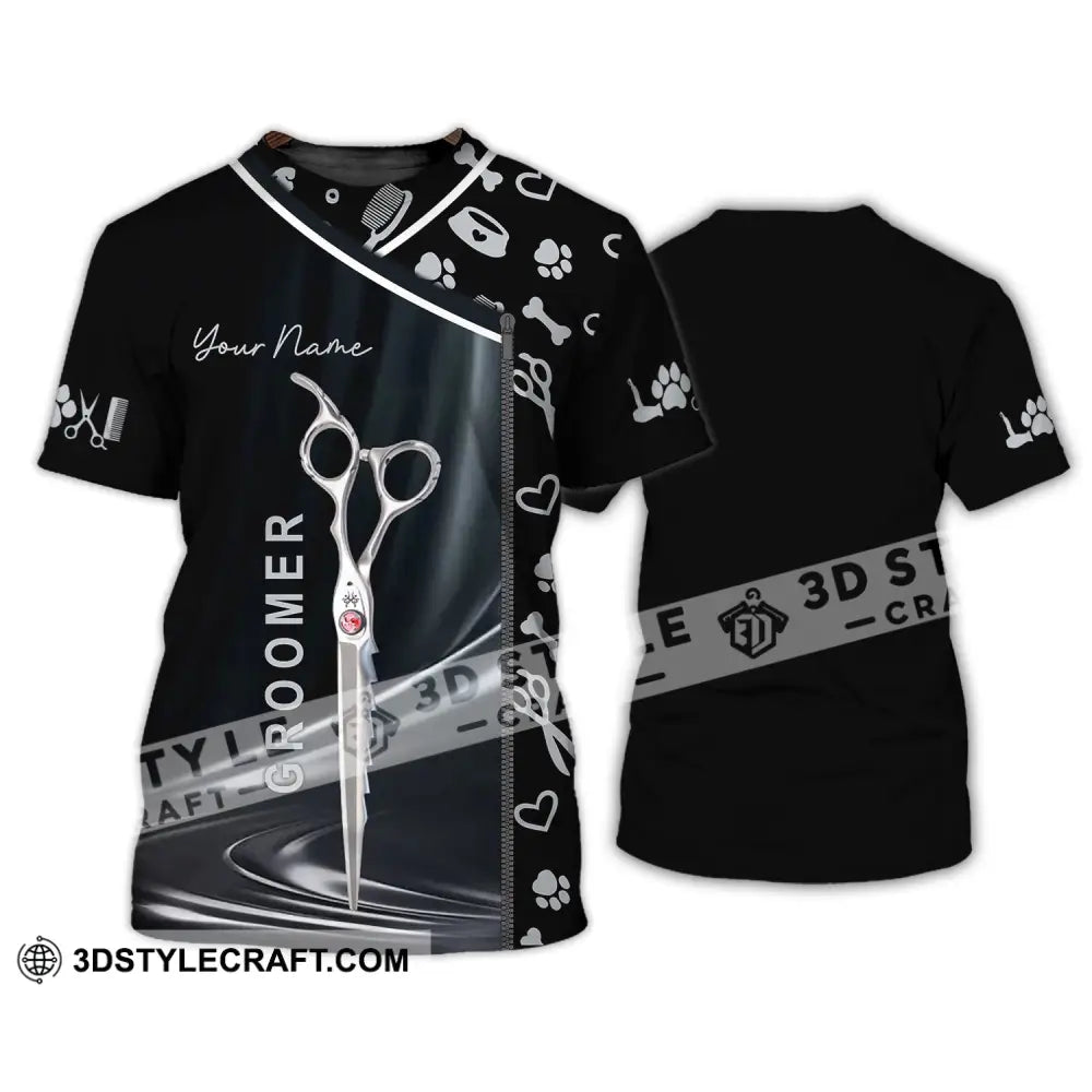 Unisex Shirt - Custom Name Scissors Groomer T-Shirt / S T-Shirt