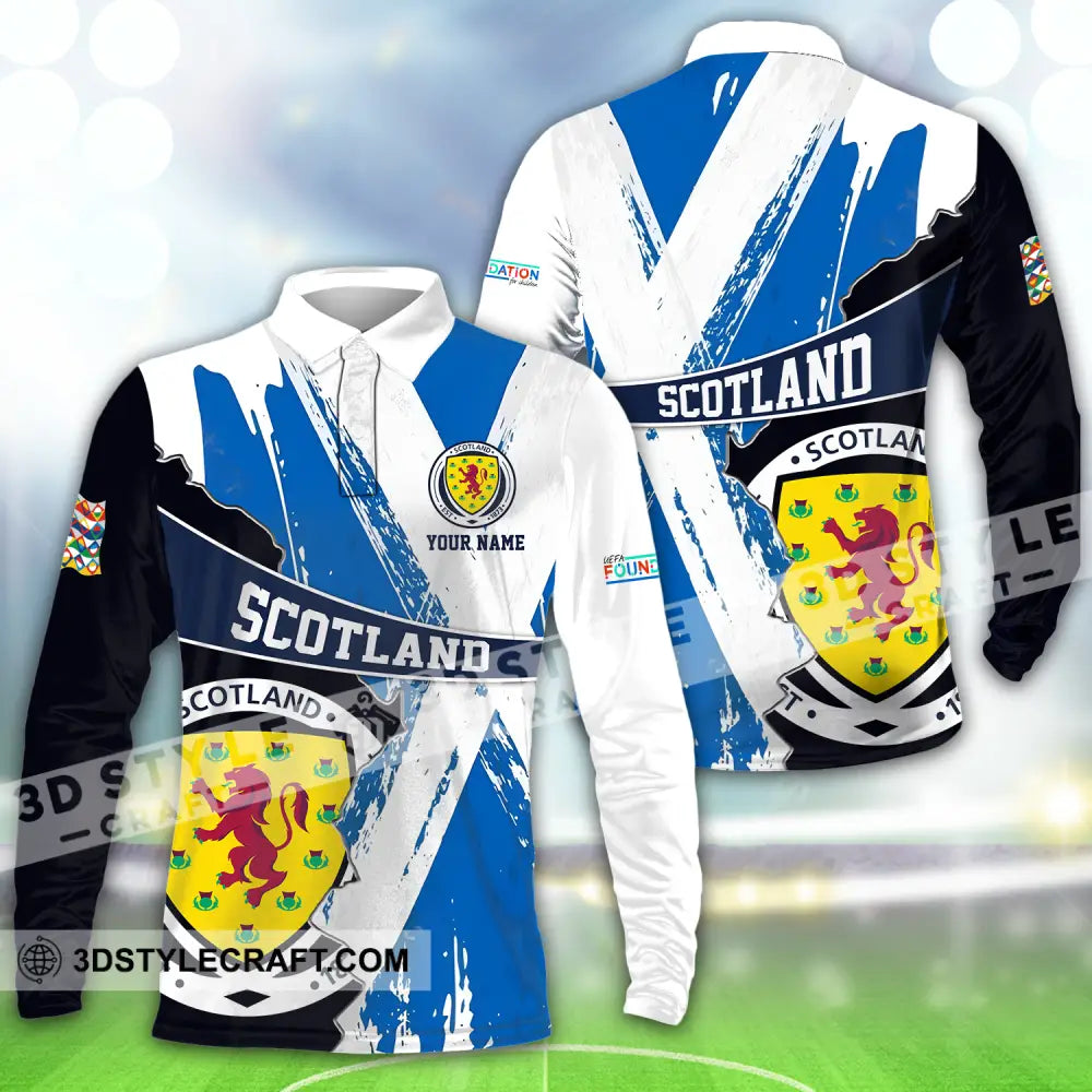 Unisex Shirt - Custom Name Scotland Est.1983 Euro 2024 Long Sleeve Polo / S T-Shirt