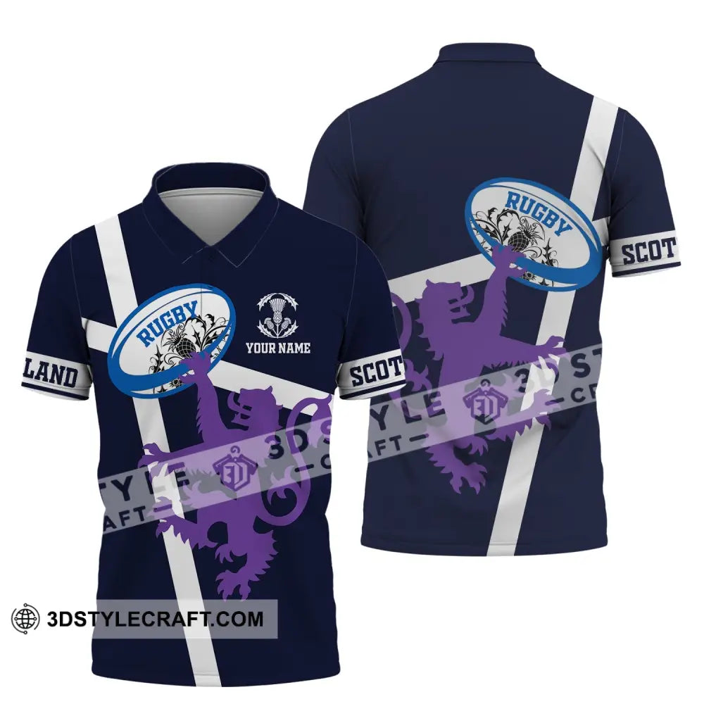 Unisex Shirt Custom Name Scotland Hoodie Rugby Lover T-Shirt Polo / S