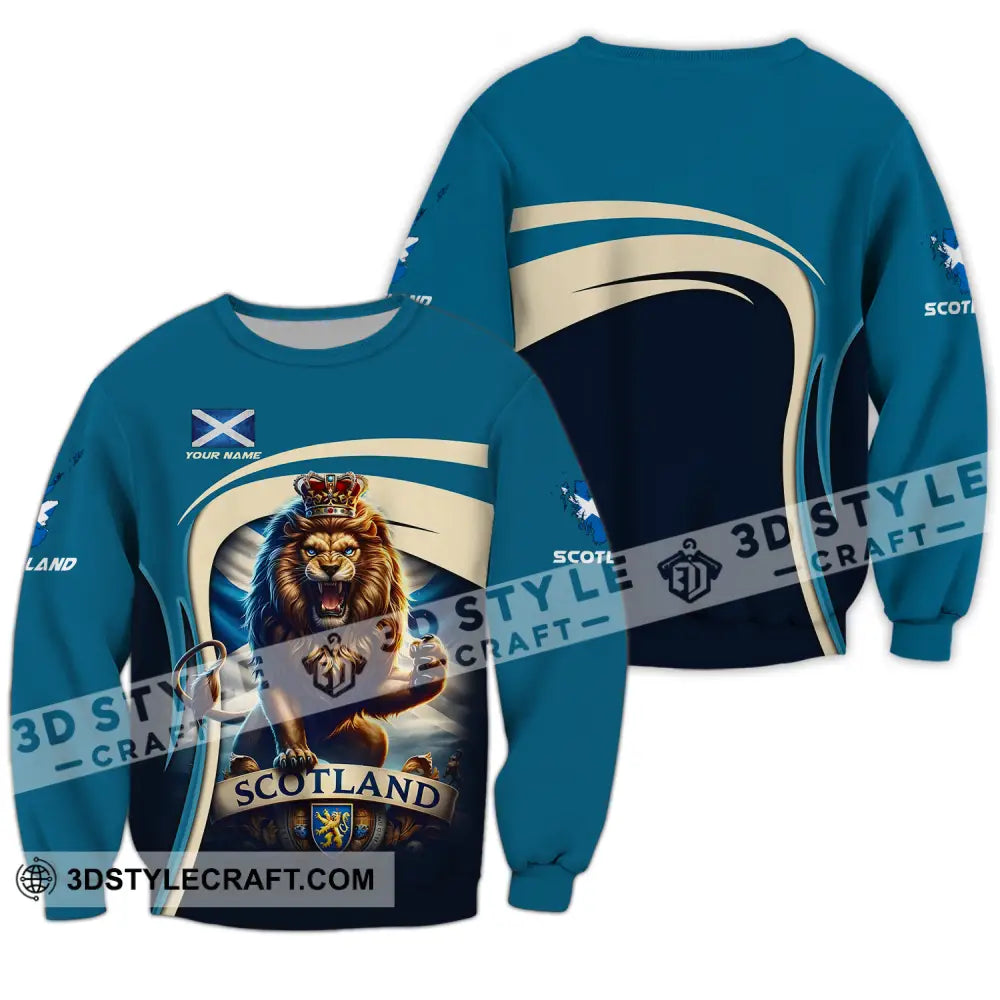 Unisex Shirt - Custom Name Scotland Lion Long Sleeve / S T-Shirt