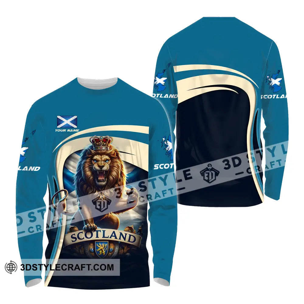 Unisex Shirt - Custom Name Scotland Lion Long Sleeve / S T-Shirt