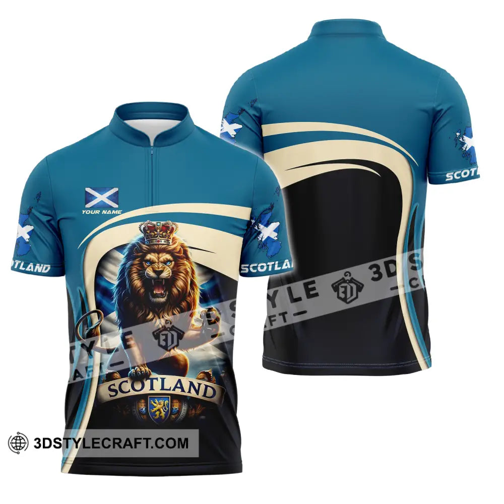 Unisex Shirt - Custom Name Scotland Lion Zipper Polo / S T-Shirt