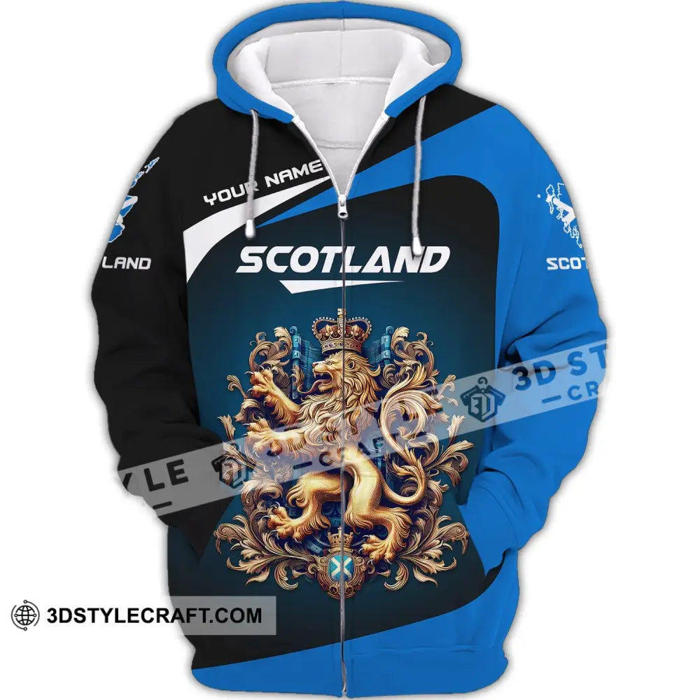 Unisex Shirt Custom Name Scotland Scottish T-Shirt Lover Zipper Hoodie / S