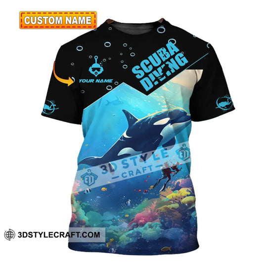 Unisex Shirt, Custom Name Scuba Diving Shirt, Diving Love T-Shirt style option 1