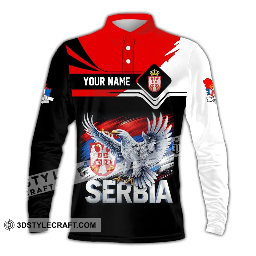 Unisex Shirt Custom Name Serbia Polo Long Sleeve Gift / S T-Shirt