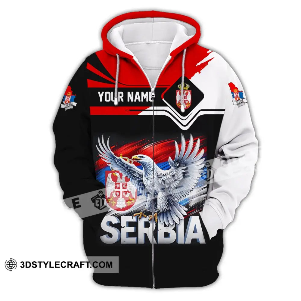 Unisex Shirt Custom Name Serbia Polo Long Sleeve Gift Zipper Hoodie / S T-Shirt