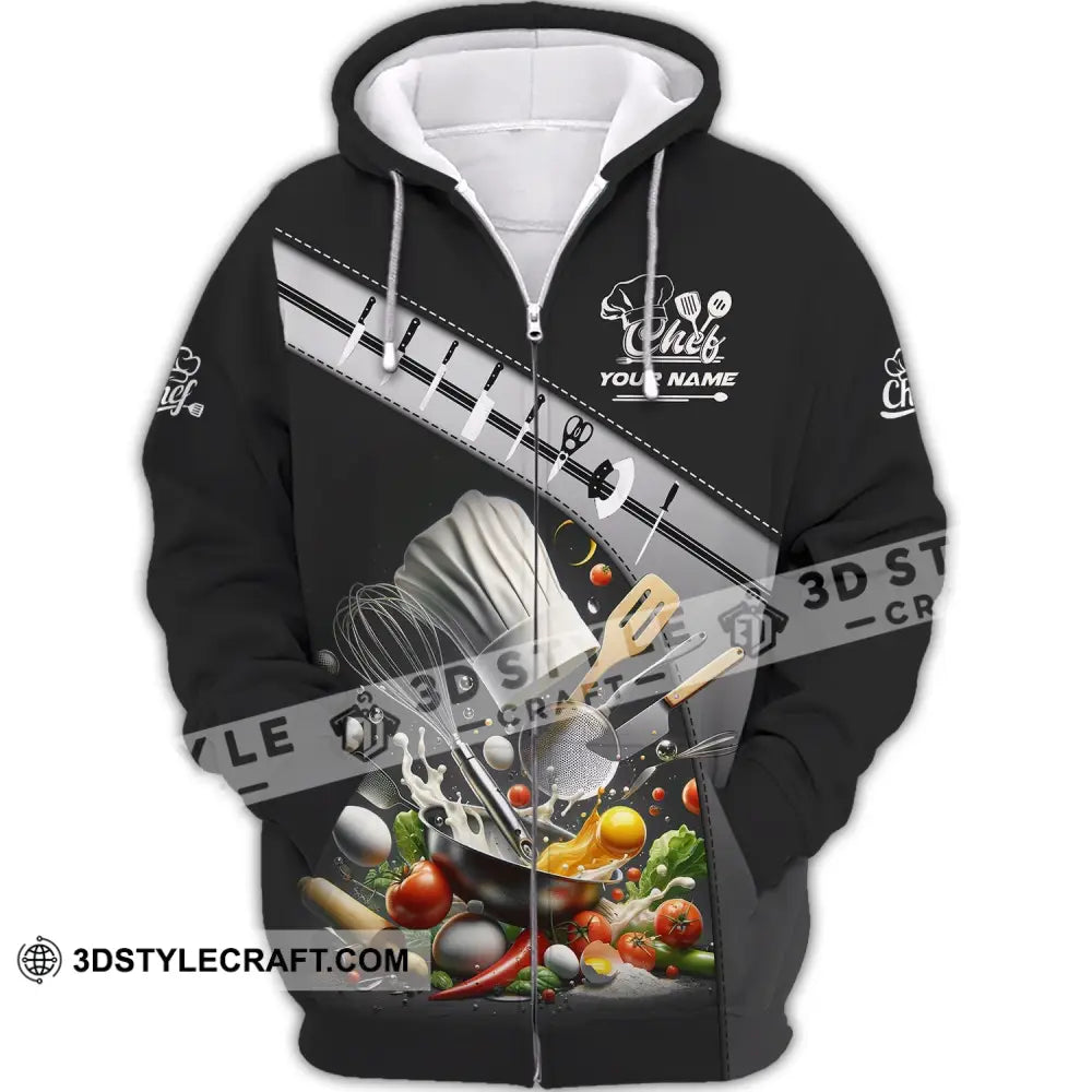 Unisex Shirt - Custom Name Set Knife Of Chef Kitchen Equipment Zipper Hoodie / S T-Shirt