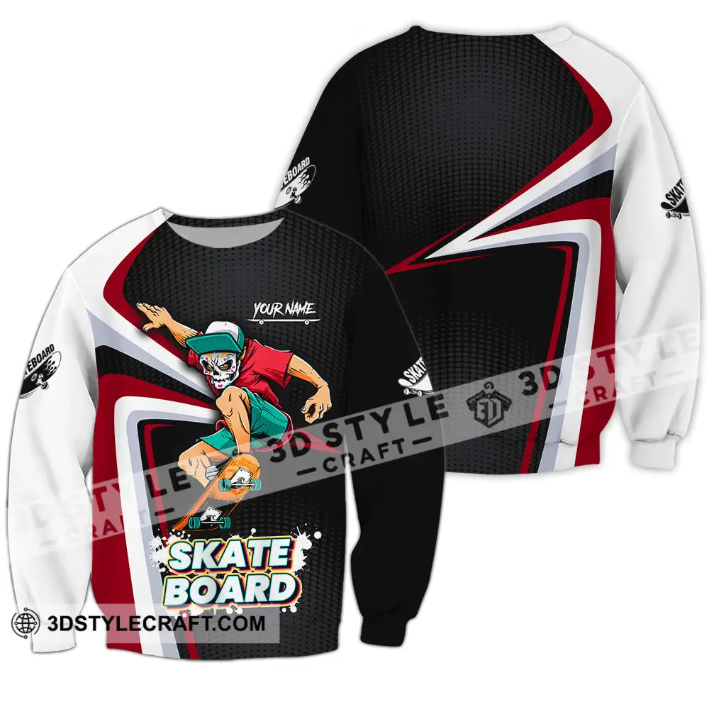 Unisex Shirt - Custom Name Skateboard Sport For Player Long Sleeve / S T-Shirt