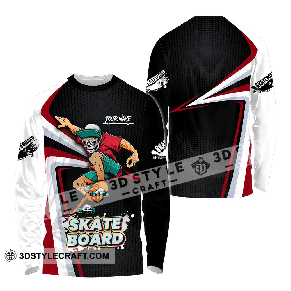 Unisex Shirt - Custom Name Skateboard Sport For Player Long Sleeve / S T-Shirt