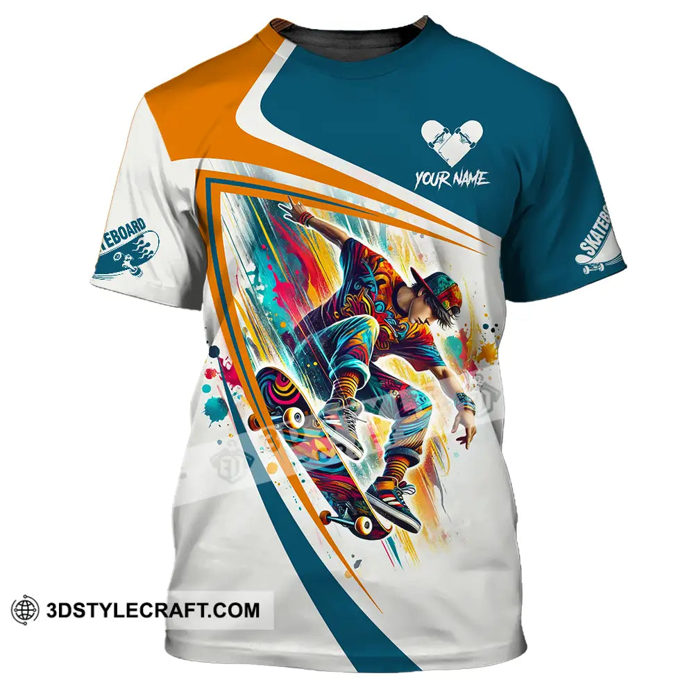 Unisex Shirt - Custom Name Skateboarding Player Heart Sport T-Shirt / S T-Shirt