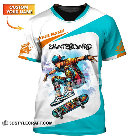 Unisex Shirt - Custom Name Skateboarding Player Light Sport Playing T-Shirt