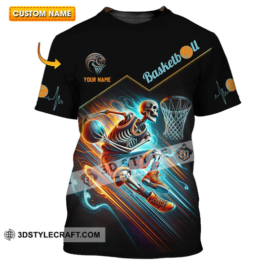 Unisex Shirt - Custom Name Shirt Skeleton Basketball style option 1