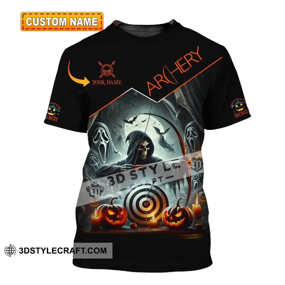 Unisex Shirt - Custom Name Skull Archery Target T-Shirt