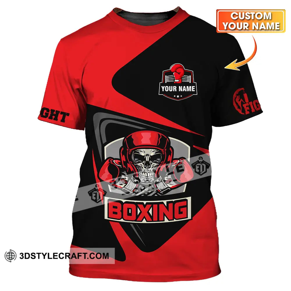 Unisex Shirt - Custom Name Skull Boxing T-Shirt