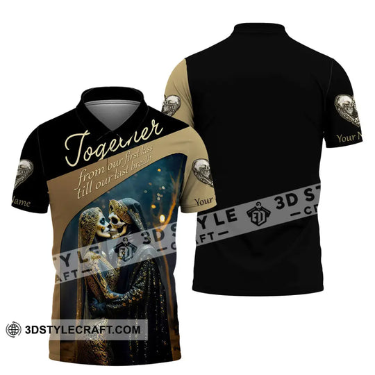 Unisex Shirt, Custom Name Skull Couple Shirt, Skull Couple Long Sleeve, Couple Shirt style option 4