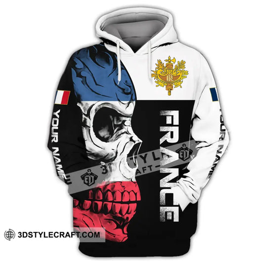 Unisex Shirt - Custom Name Shirt - Skullcap France Flag Color Shirt style option 3