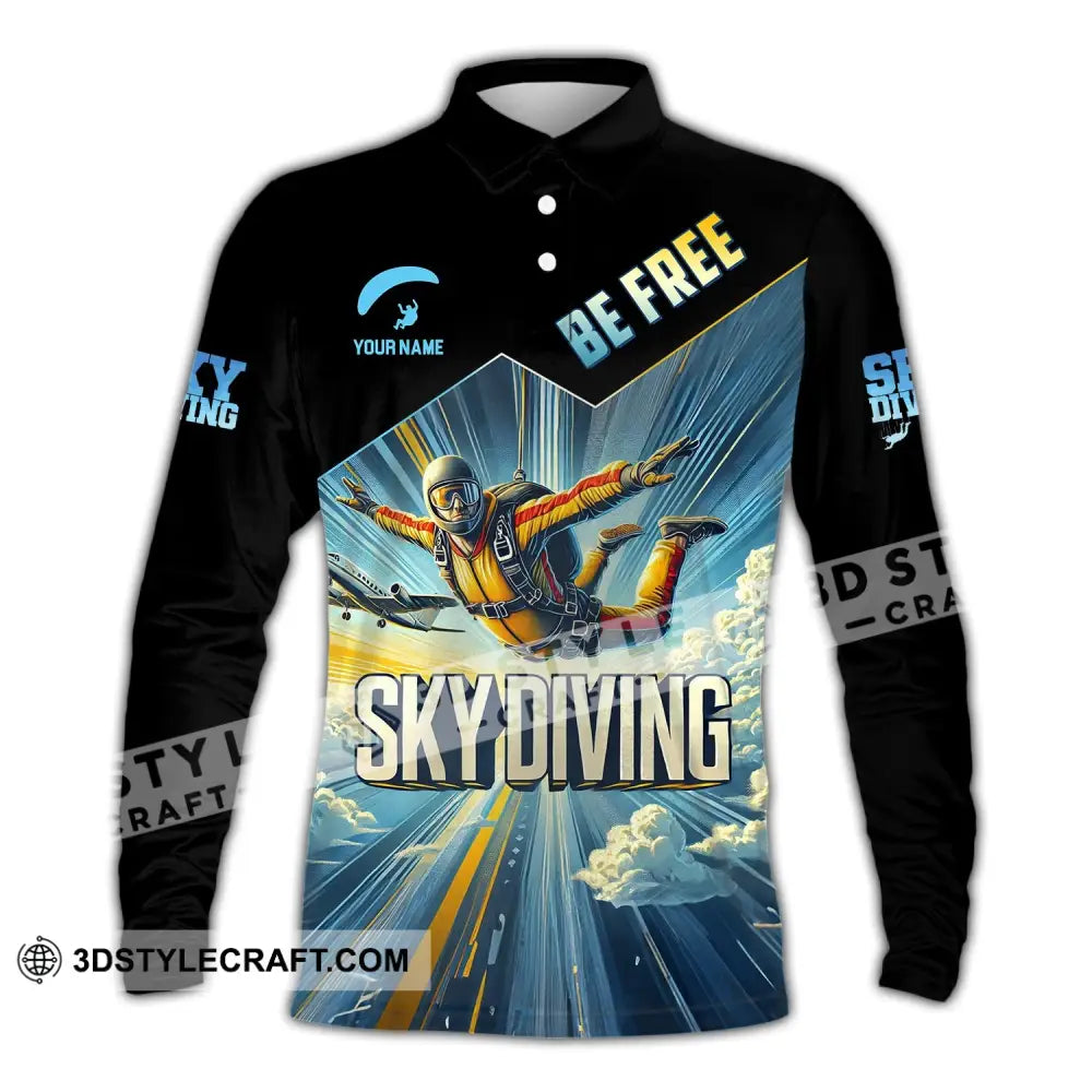 Unisex Shirt Custom Name Sky Diving T-Shirt For Lover Long Sleeve Polo / S T-Shirt