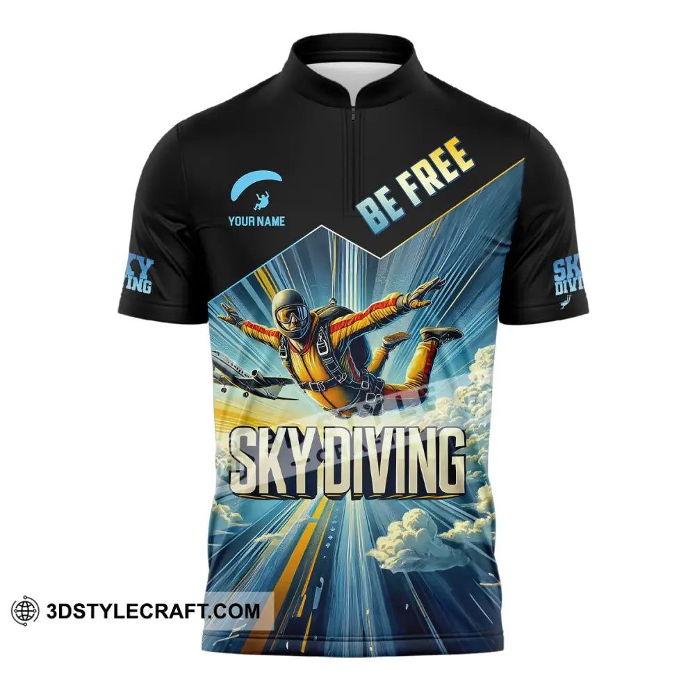 Unisex Shirt Custom Name Sky Diving T-Shirt For Lover Zipper Polo / S T-Shirt