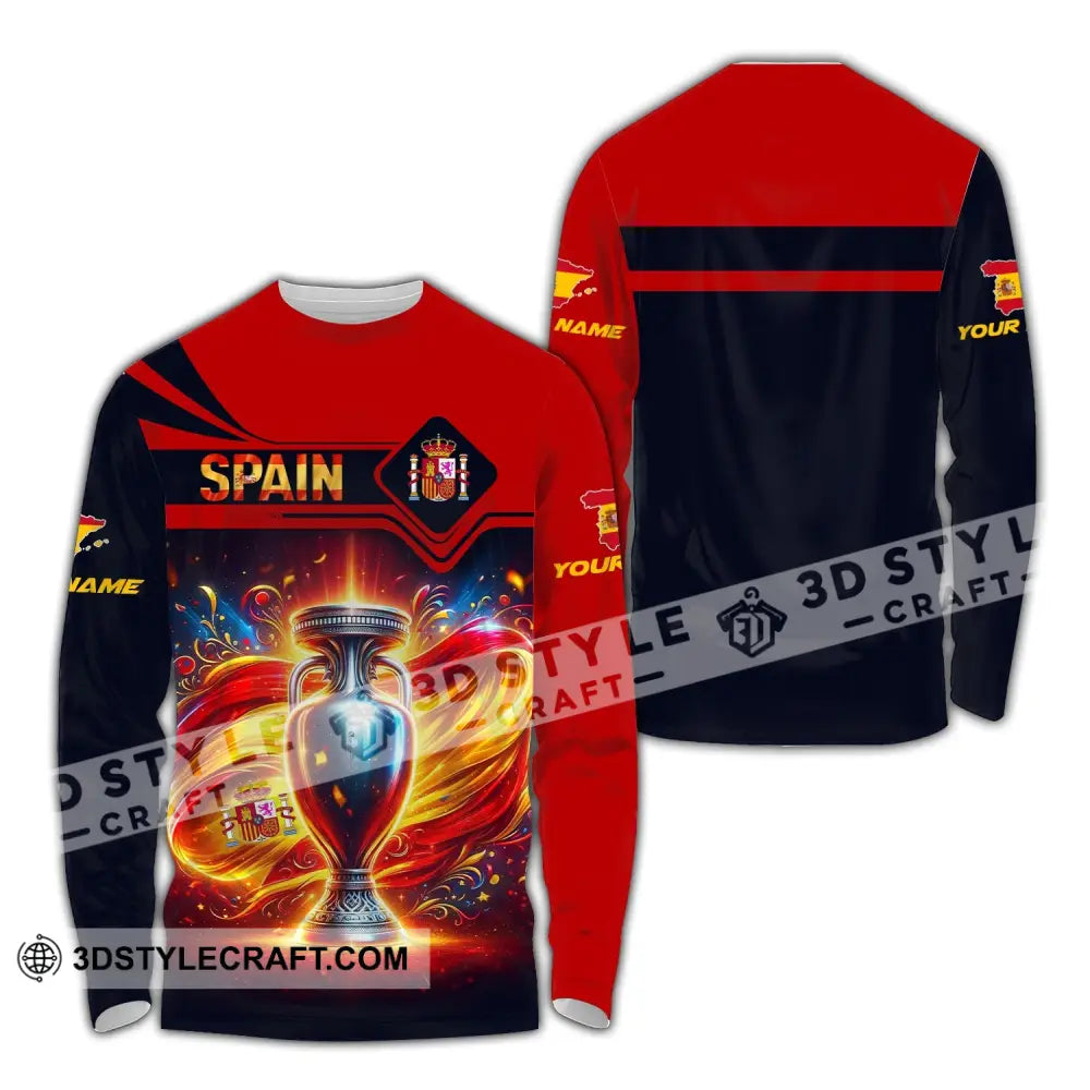 Unisex Shirt Custom Name Spain Football Euro 2024 Polo Long Sleeve / S T-Shirt