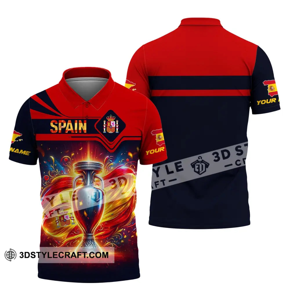 Unisex Shirt Custom Name Spain Football Euro 2024 Polo Long Sleeve / S T-Shirt