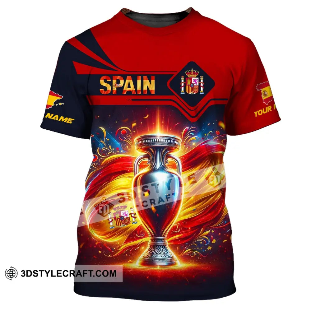 Unisex Shirt Custom Name Spain Football Euro 2024 Polo Long Sleeve T-Shirt / S