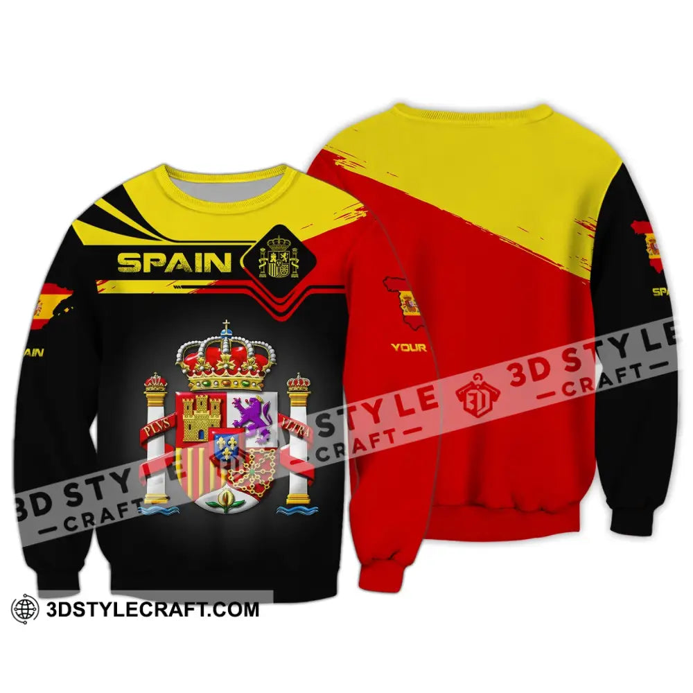 Unisex Shirt Custom Name Spain T-Shirt Spanish Pride Gift Long Sleeve / S