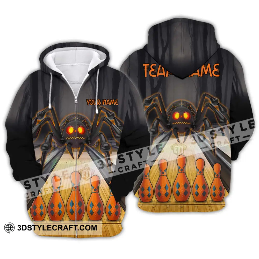 Unisex Shirt - Custom Name Spider Bowling Zipper Hoodie / S T-Shirt